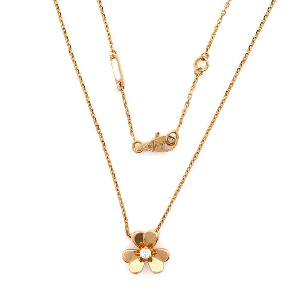 Van Cleef & Arpels Mini Frivole Pendant Necklace 18K Yellow Gold and Diamond